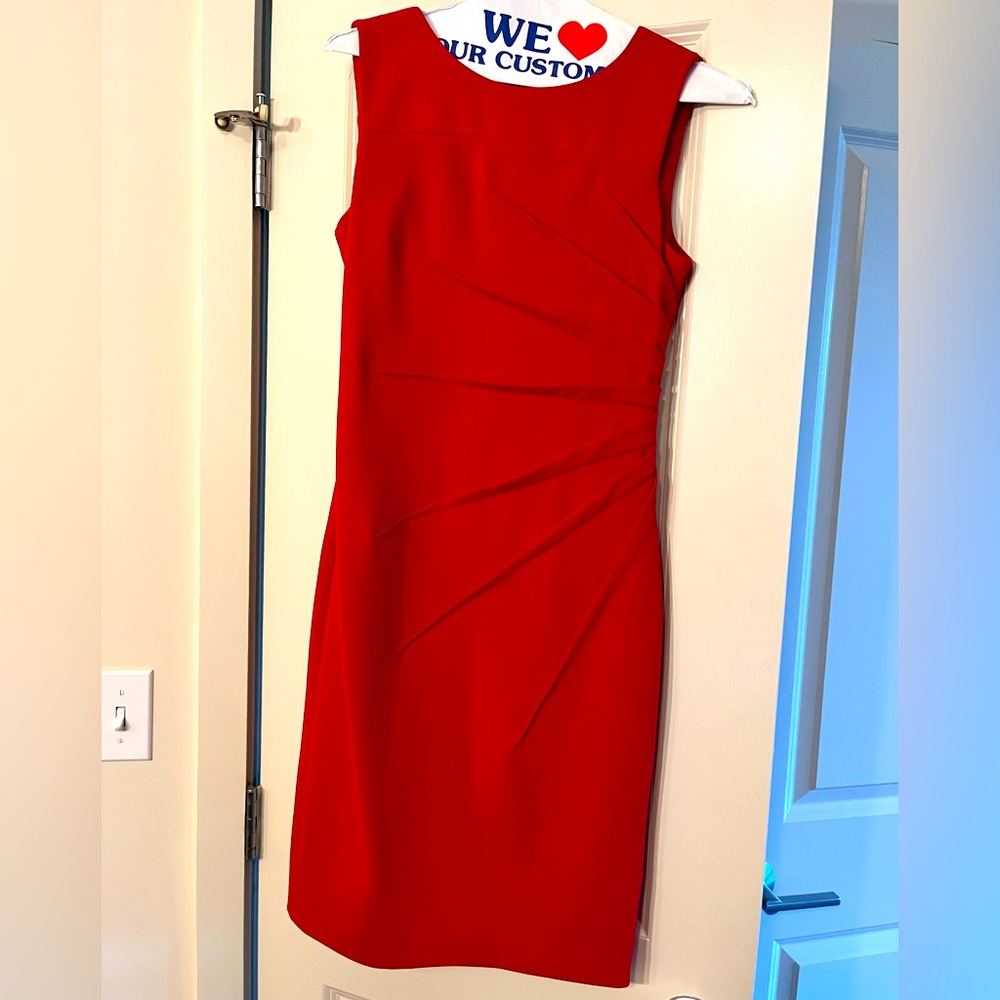 Calvin Klein Vibrant Red Sunburst Sheath Dress